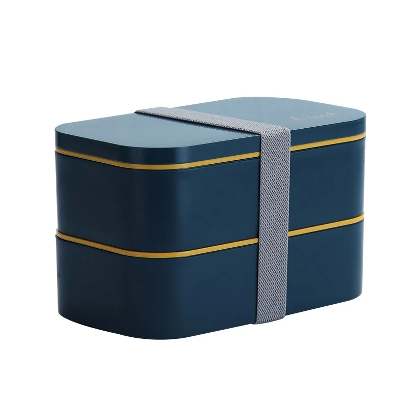 Two layers plastic lunch box with shrink packing