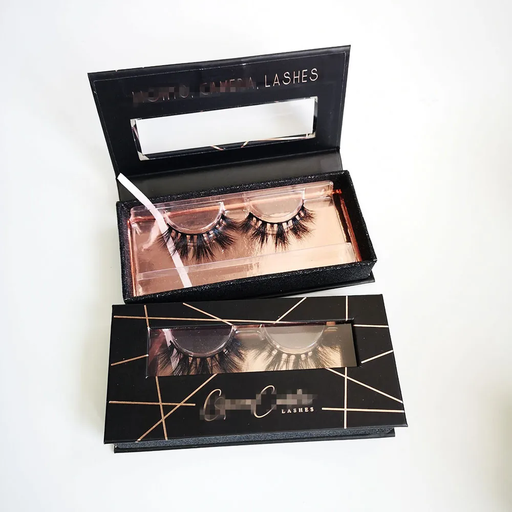 OEM Manufacture Black Square Private Label Custom Magnetic False Eyelash Packaging Box Wholesale