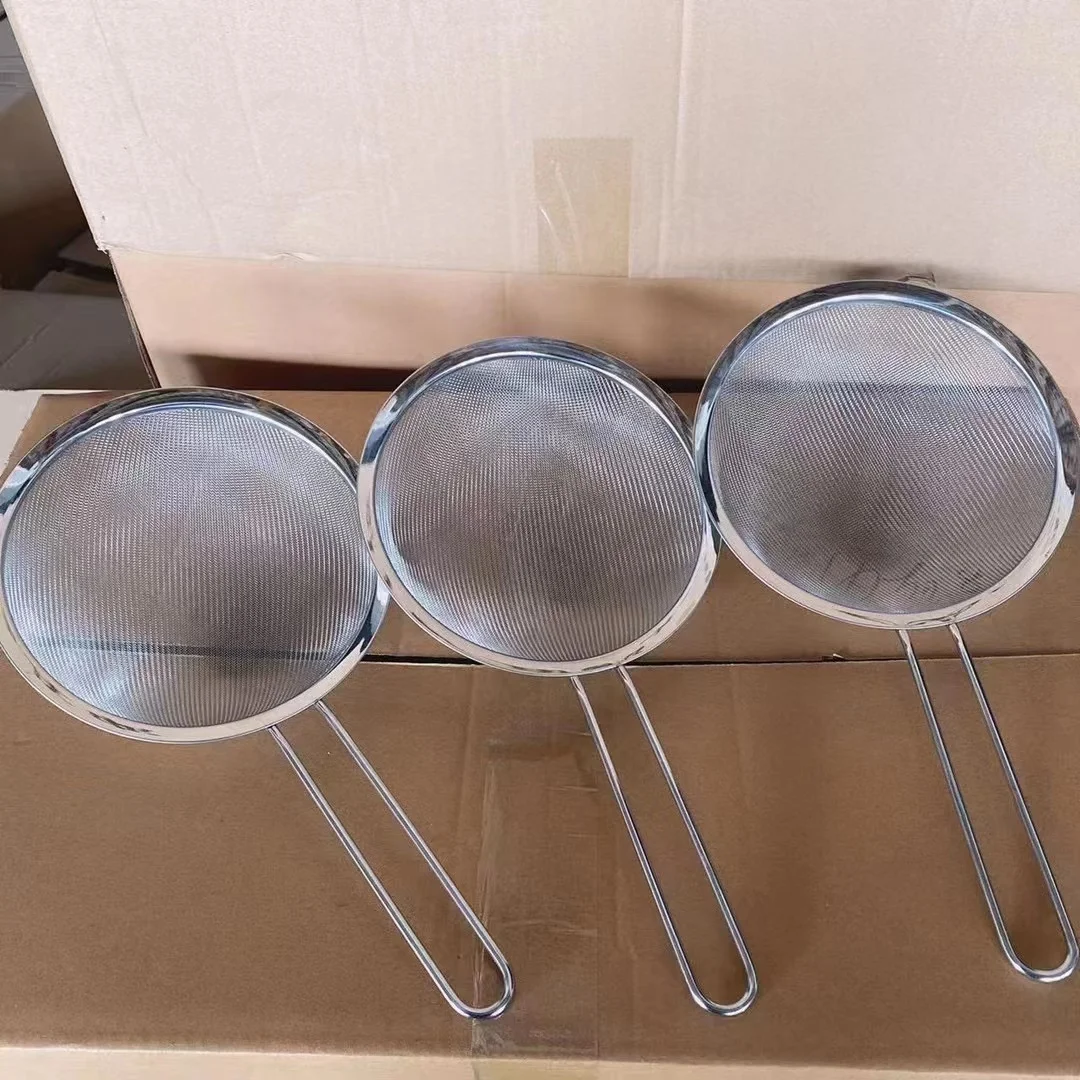 Food grade stainless steel fine mesh food Strainer frying cooking tools oil draining skimmer for kitchen