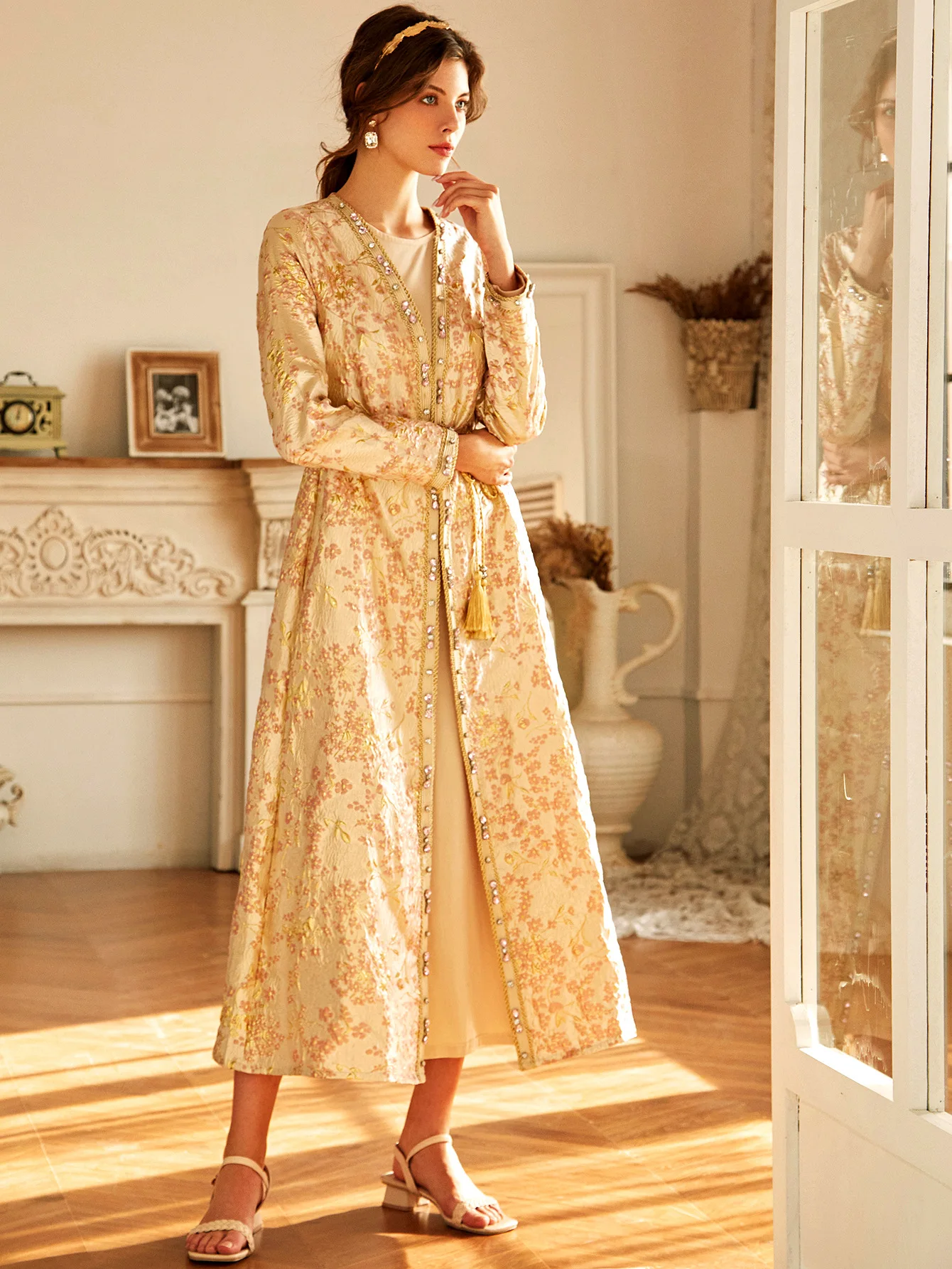 SIPO Factory Direct Eid Al-Adha Femme Abaya Muslim Islamic Casual Dresses Modest Abhayas Emas Jacquard Busana Kaftan Gamis Baru