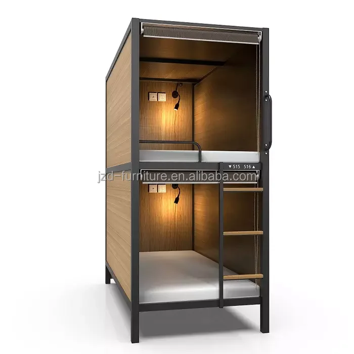 JZD factory direct hotel capsule  bed hostel sleeping pod single size Bunk Bed Capsule Hotel Double Bed