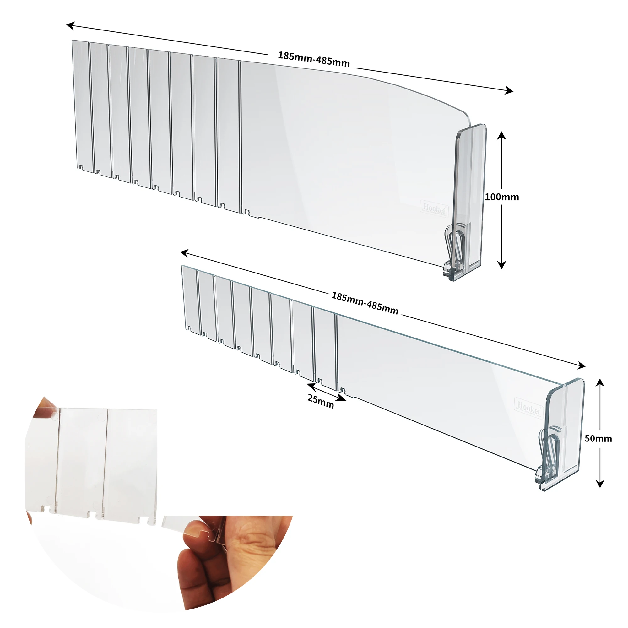 Hookei Plastic PVC Shelf Divider Shop Shelf Divider and Shelf Separator for Organization in Store