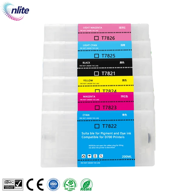 6color T782100 T782 200ml ink Cartridge compatible for Epson SureLab D700 SL-D700