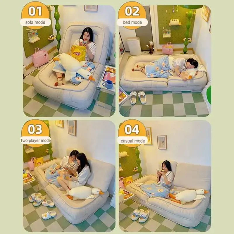 Hot Sale Multi-Fuctional Lazy Sofa Lying Sleep Adjustable Washable Fold Down Sofa Bed Small Living Room Single Sofa Chair Bed