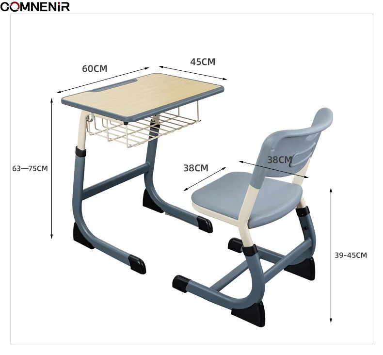 Wholesale Cheap Classroom Furniture-Single Student School Desk and Chair Primaray School Table Set for high school student