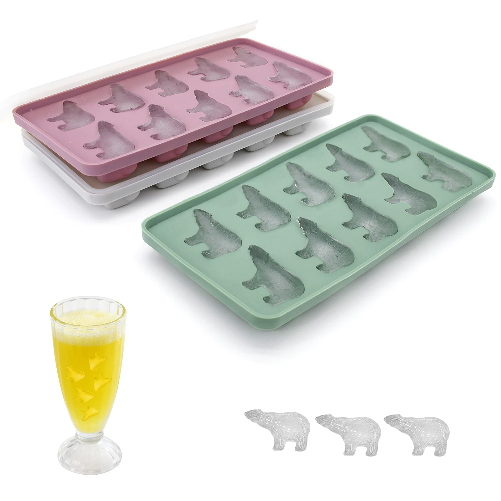 Easy Release Food Grade Souvenir North European Animal Shaped Reusable Polar Bear Ice Cube Maker