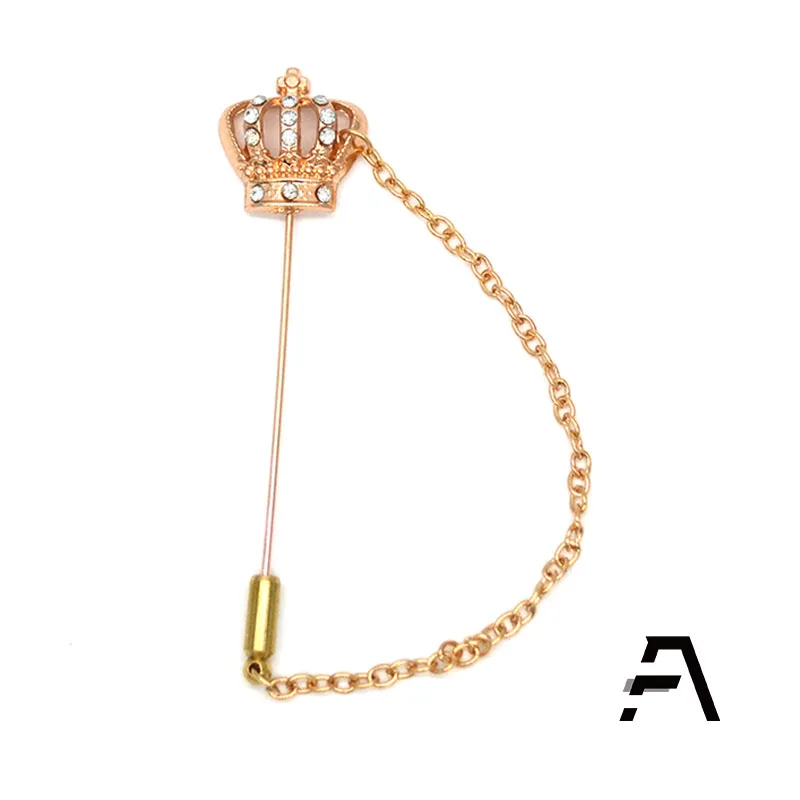 Golden Mens Crown lapel pin brooch for Agbada