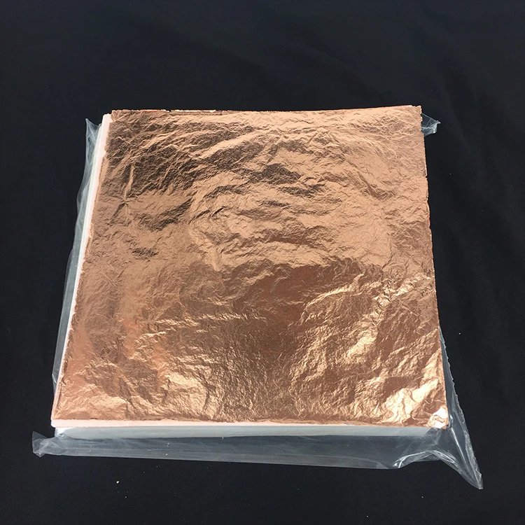 1000 Pcs 14 x 14 cm Gilding Decorating Furniture Art Crafts Painting Red Copper Imitation Gold Leaf Foil Sheets
