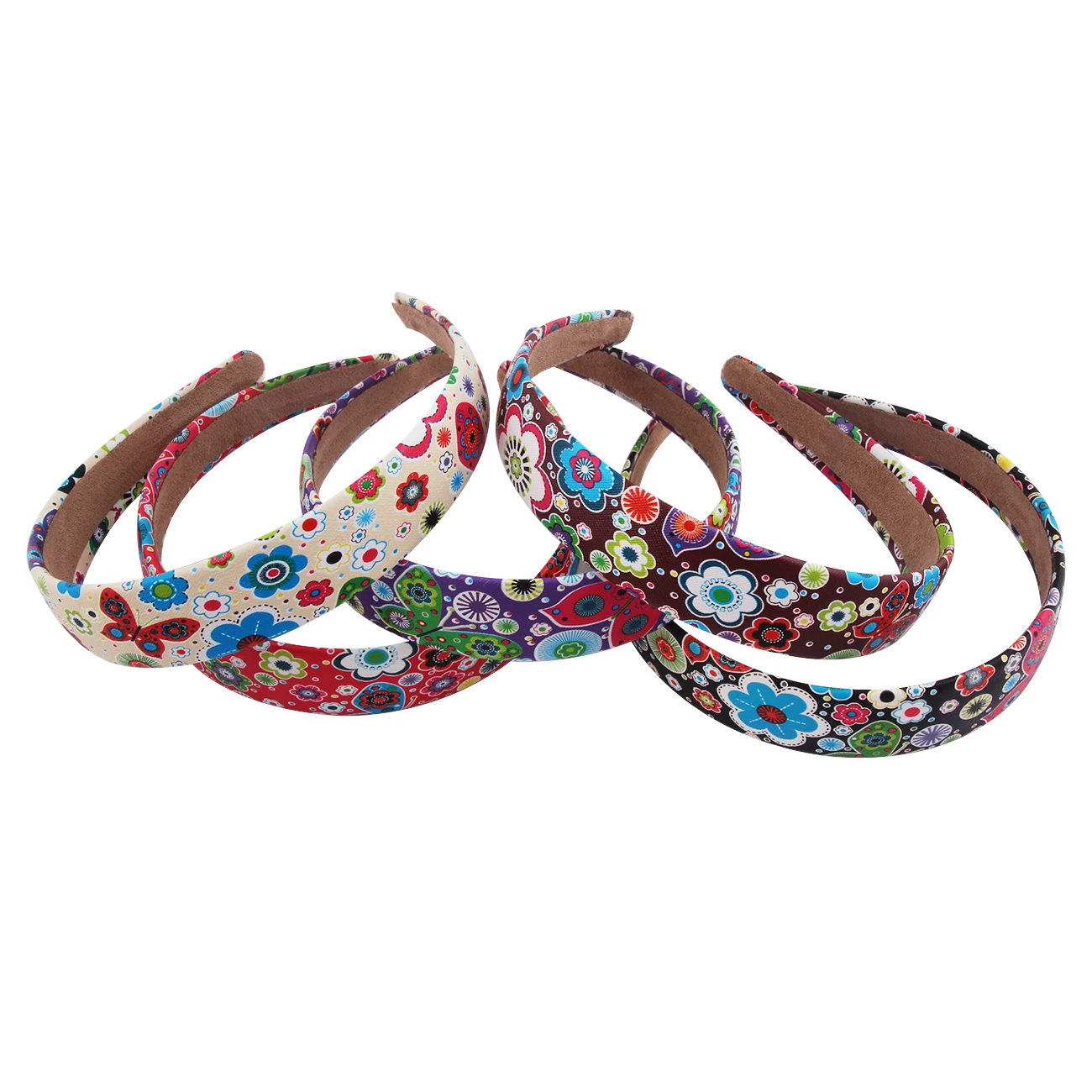 Candygirl 3 cm Leather Hairbands Wholesale Flower Printing Headband For Girls Women Festival Hair Bands