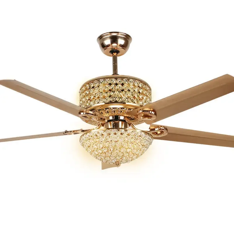 Home Decorative Led Ceiling Fan Light Led Wind Speed Five Blades Remote Control Metal Black Ceiling Fan With Light