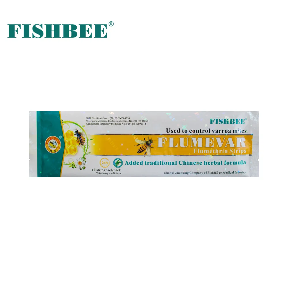 
Fishbee 10 strips FLUMEVAR flumethrin Strip varroa mite killer with Chinese herbal medicine extracts 