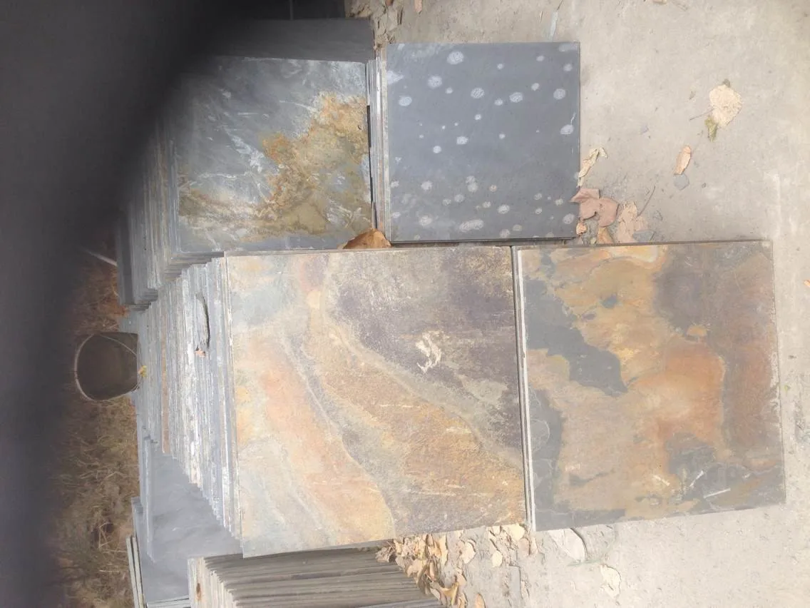 Плитка для пола из черного шифера разрезанная по размеру плитка уличной мощения каменная мозаичная настенная панель толщина 1-2 см садоводства