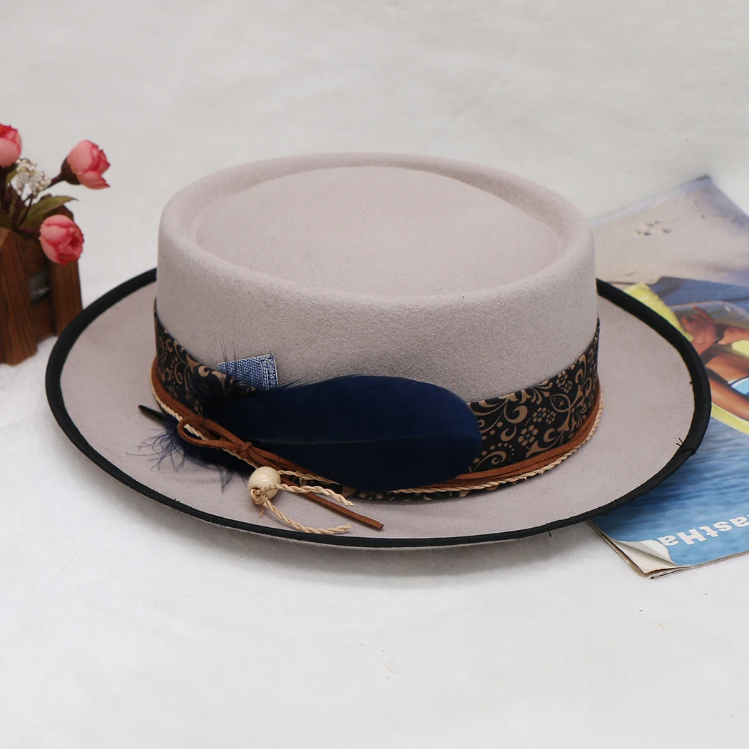Pure Wool Felt Fedora Hat Open Road Vintage Rancher Hat Airway Vented Panama Hats for Men Women
