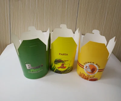 Disposable noodles bucket Kraft noodles bowl kraft paper round bottom cup pasta cup square bucket takeout fast food packaging
