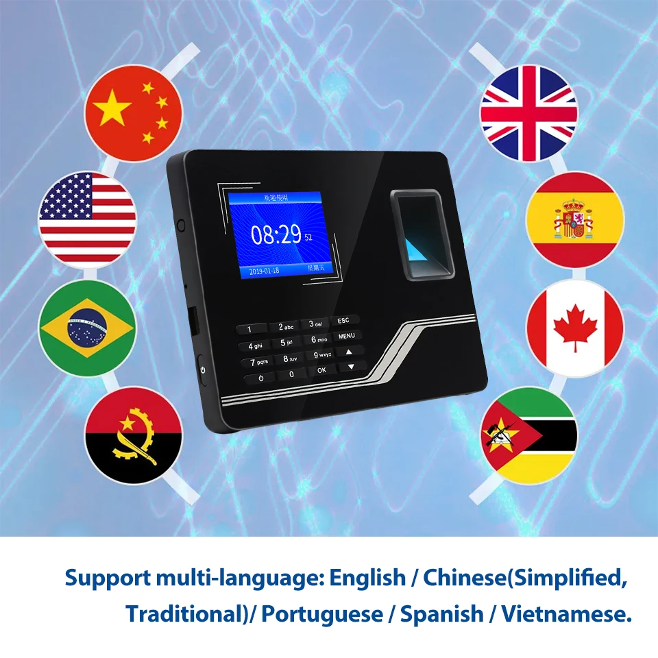 Professional F20H Employee Time Attendance Recorder with Backup Battery and Free Software