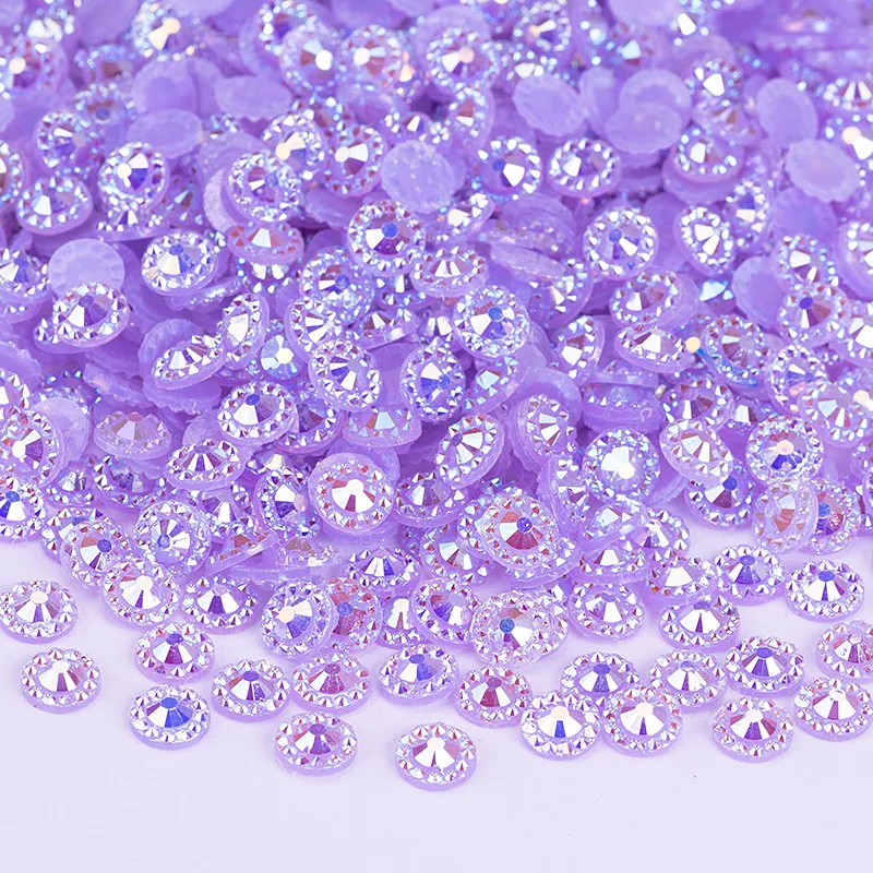 4 5 6mm Pink AB Flower Rhinestone Round Nail Face Crystal Stone Non Hotfix Strass Flatback Resin Gems for Clothes Jewelry