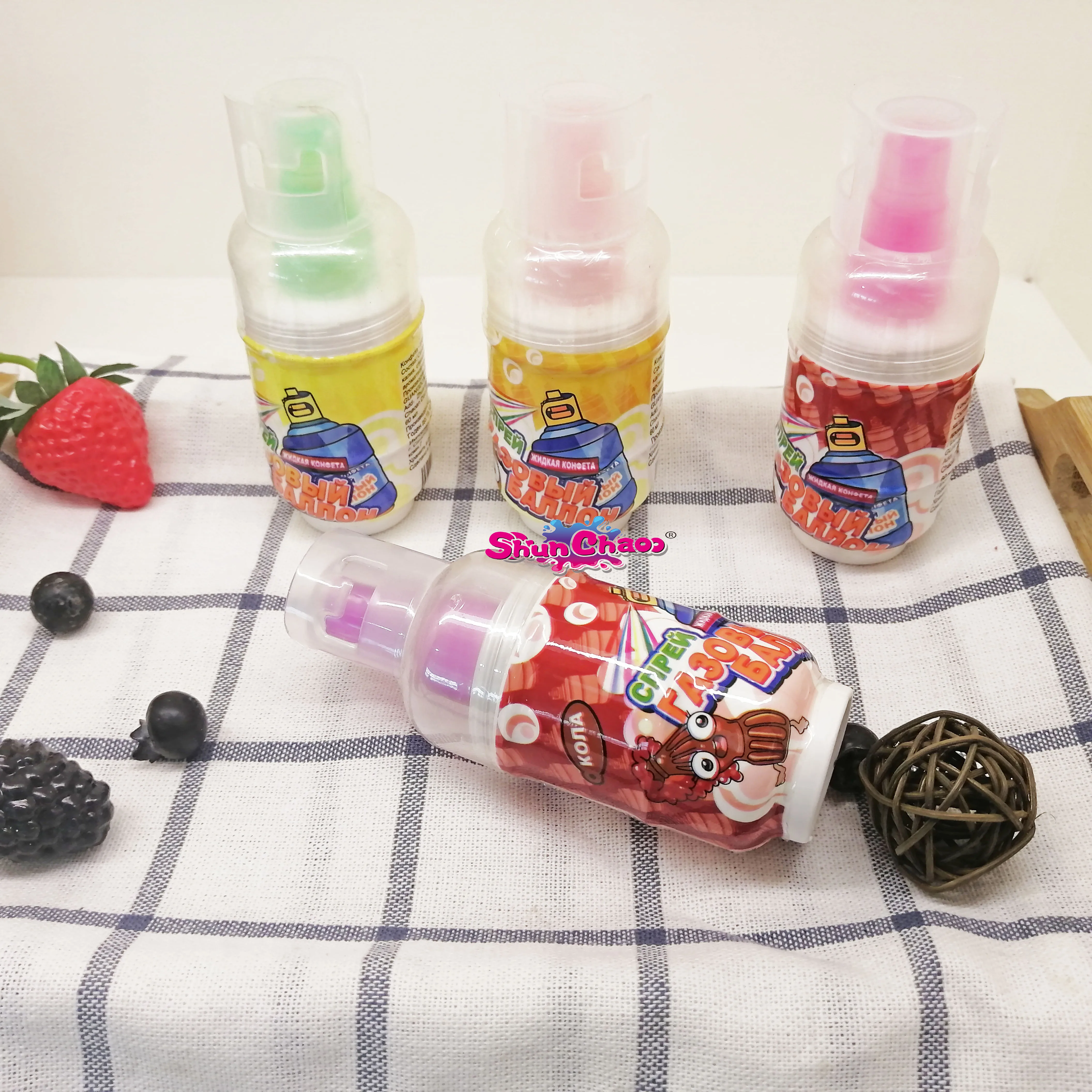 New OEM Factory Price Gas-jar Shape Toy  Fruity Syrup Spray Liquid Candy