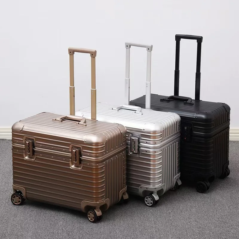 Manufacturer Industrial Aluminum Metal Suitcase 18inch 20inch 22inch TSA code lock cabin luggage carry-on laptop trolley bag