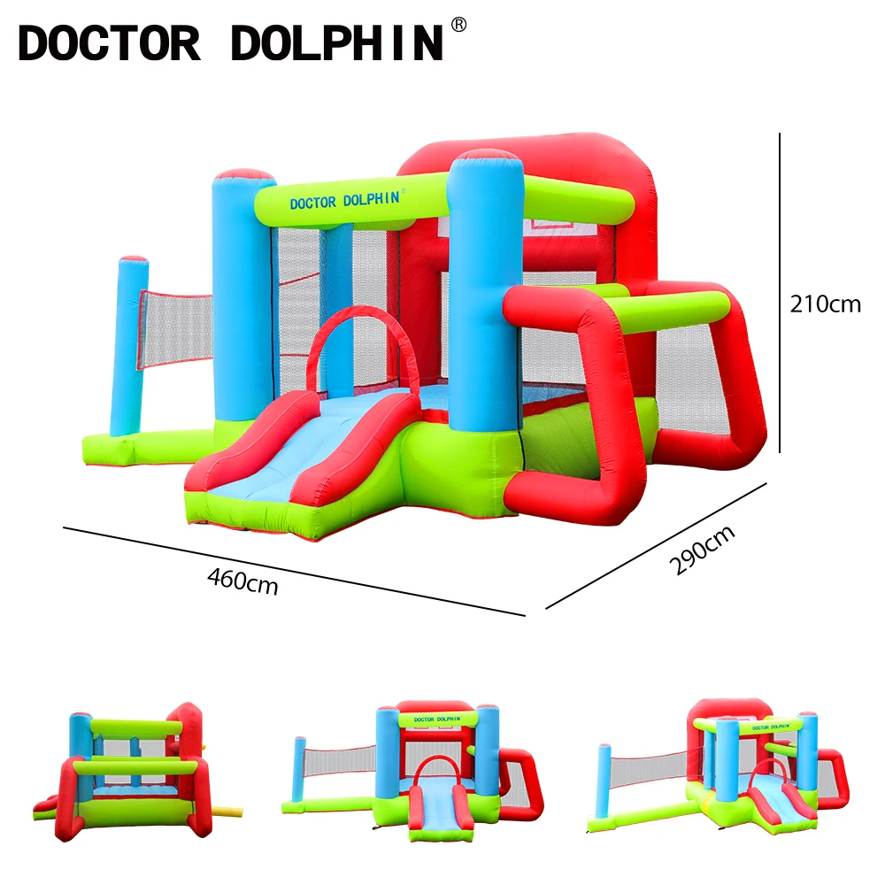 Надувной воздушный замок Doctor Dolphin с голубым мультяшным рисунком для