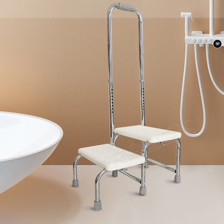 Handrail Bath Step Stool Adjustable Non-Slip Bath Safety Step Stool for Shower