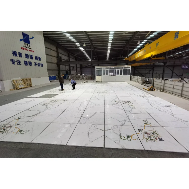 Carrara Look Porcelain Full Polish Glaze Tile Square Floor Medallion Marble High Gloss Marble Tile For Floor