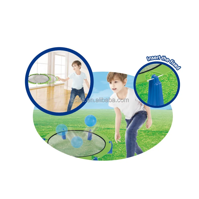 Outdoor Beach Sport Toys 2 in 1 Kids Spike Ball and  Flying Disc Portable Mini Beach Volleyball Set