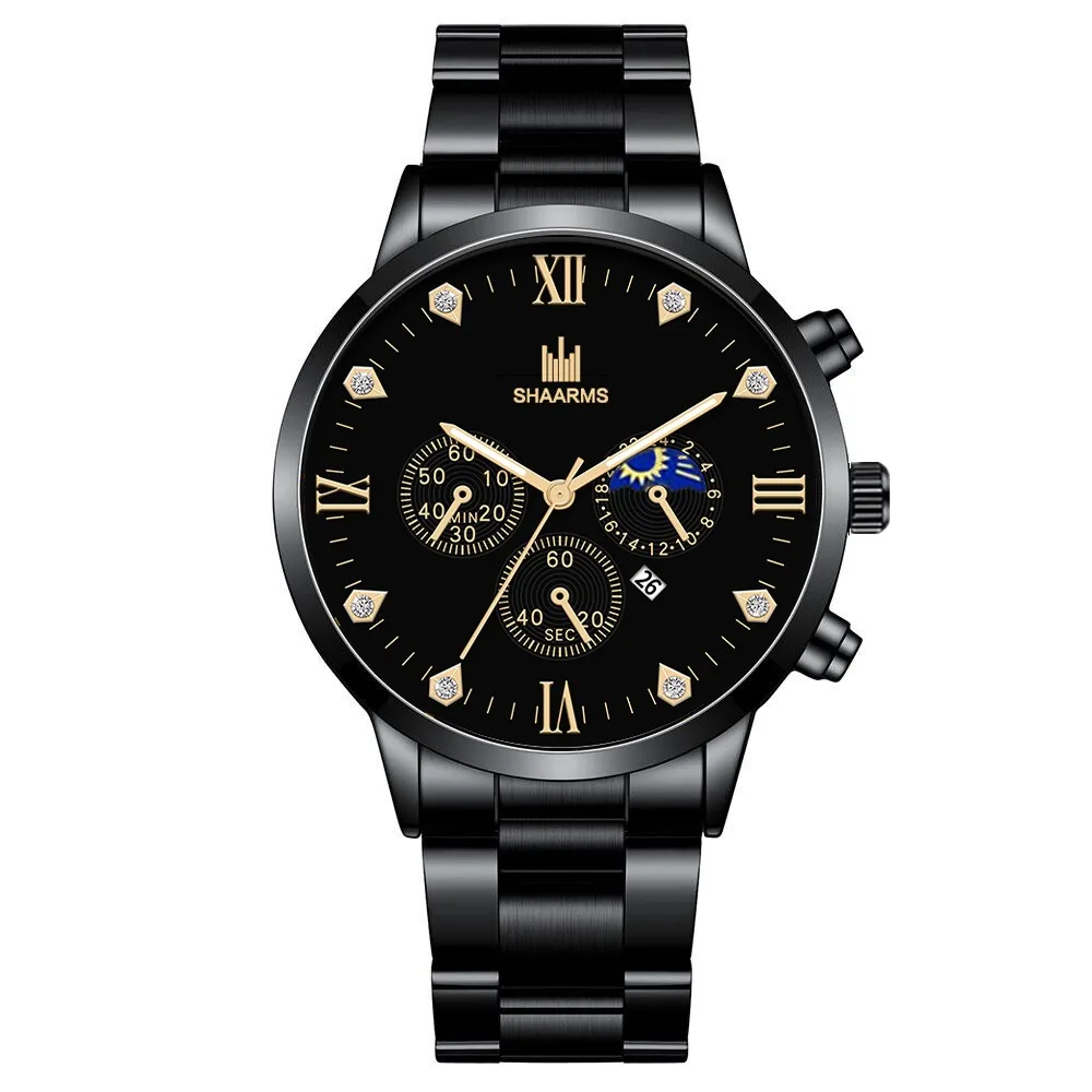 Men Jewelry Hot Selling Item Gift Set For Watch Steel Band Wristwatch Men Simple Casual Ship Rudder Bracelet+Quartz Watches