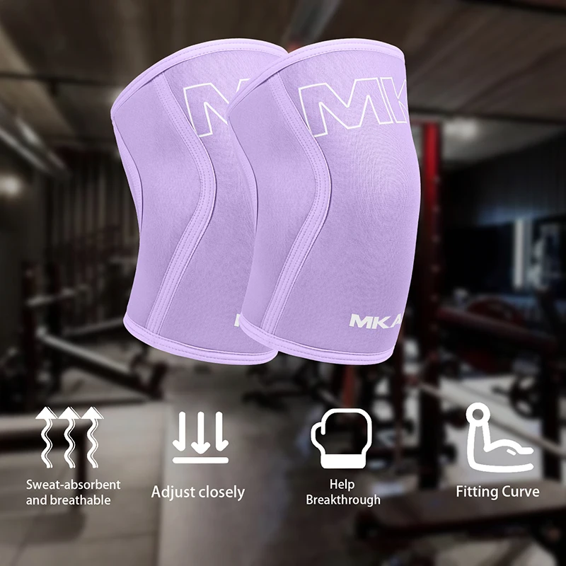 MKAS Sports Wholesale High Quality Weightlifting Elastic Compression Knee Sleeves Support Neoprene Knee Sleeves