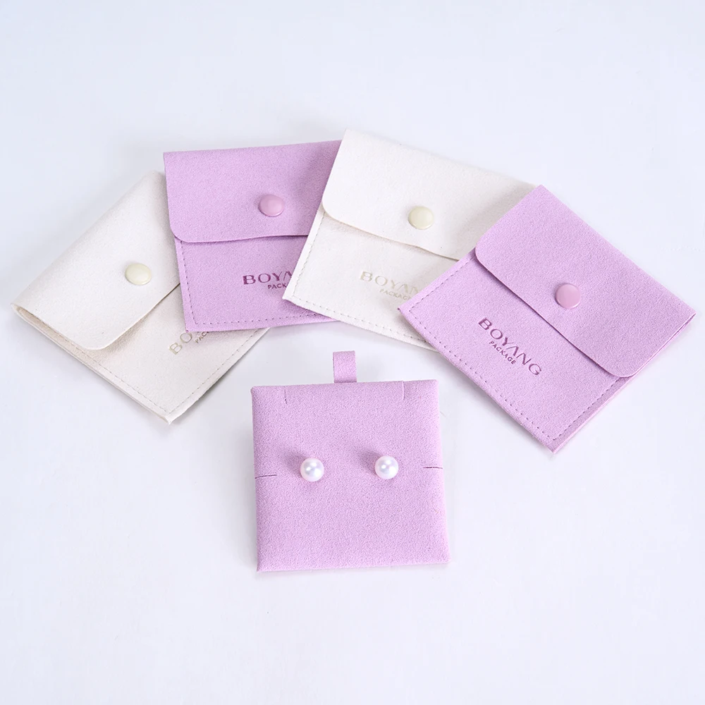Custom Logo Envelope Flap Bag Snap Suede Microfiber Jewelry Pouches