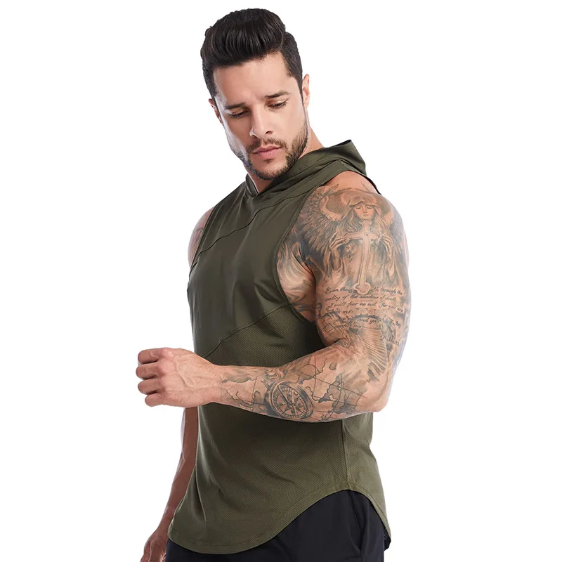 High quality mesh fabric top tank gym gym vest gym wear vest with heand