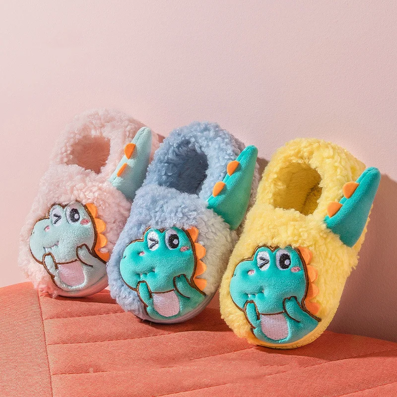 New Winter Kids Furry Fur Slides Boys Soft Sole Warm Slipper Girls Comfortable Cotton Slippers Indoor Children Casual Shoes