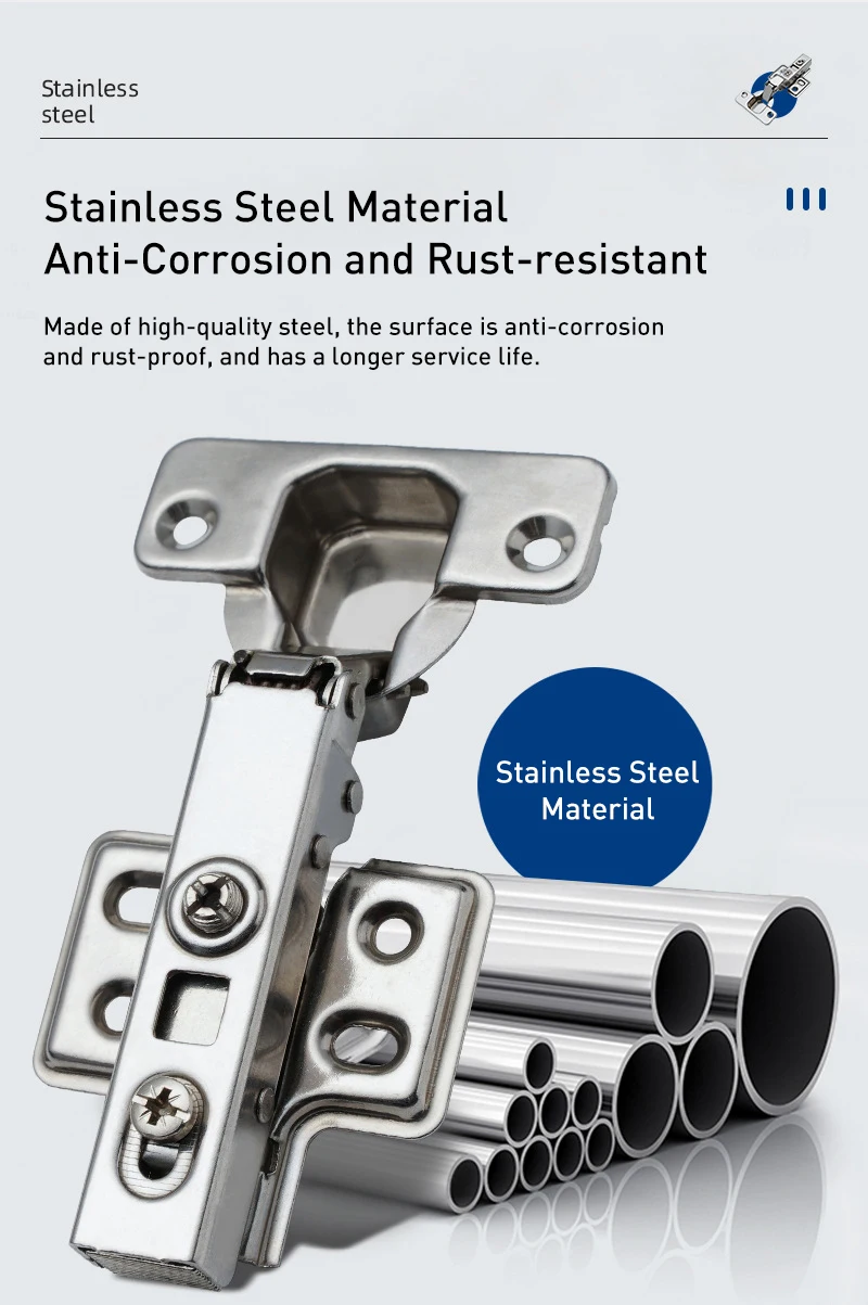 Removable Furniture Hinges Fully Cover Two-Way Cabinet Hinges Buffer Hydraulic Damping Wardrobe Door Spring Hinge Hardware