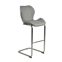 Arc-shaped Breakfast Bar Counter Kitchen Chair Gray Pu Seat Bar Stool With Footrest For Home Commercial Use