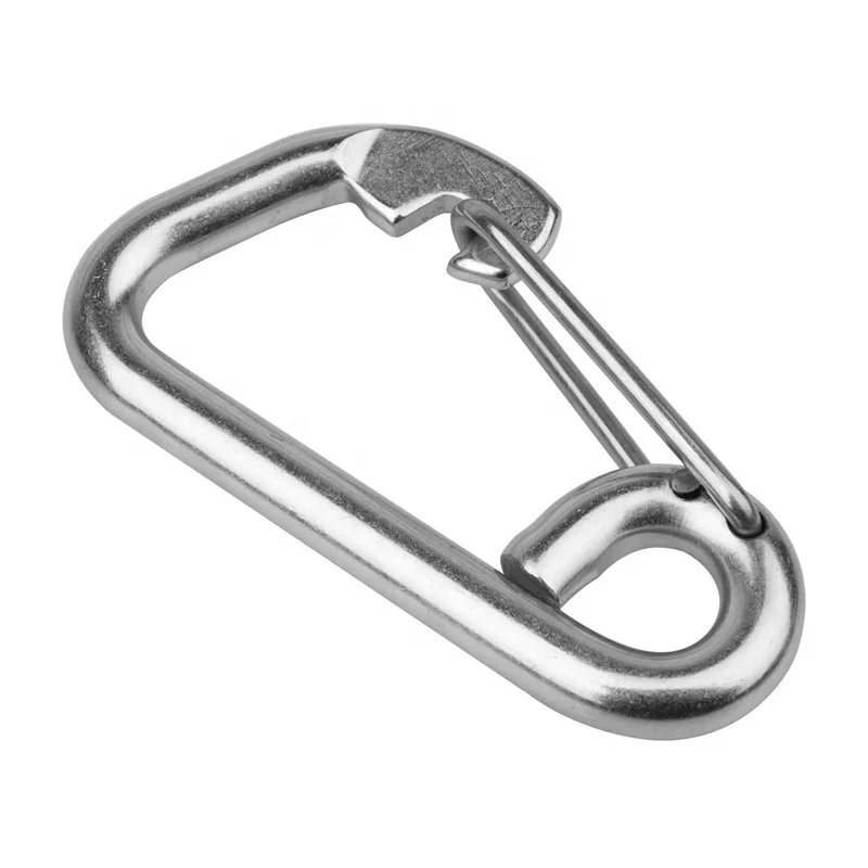 FULE Bestselling Carabiner Chain Stainless Steel 316L Metal Lanyard Bag Metal Large Spring Gate Snap Hook