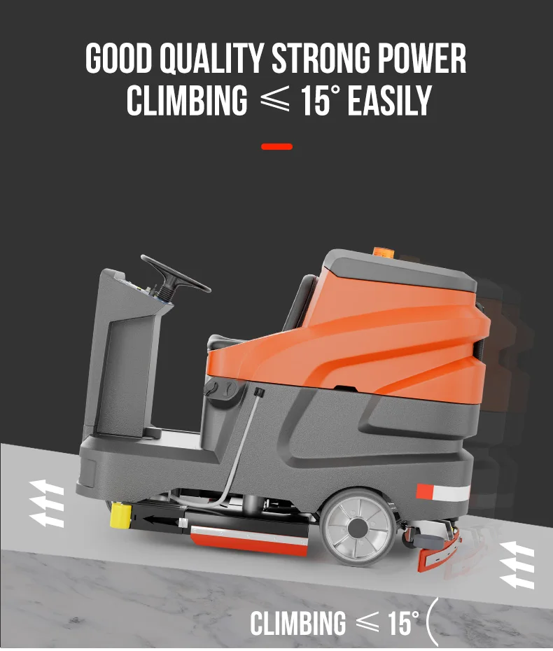 Gaoge A110 High Quality 220L Big Plastic Solution Tank Ride-On Floor Scrubber New Engine Pump Factory Price