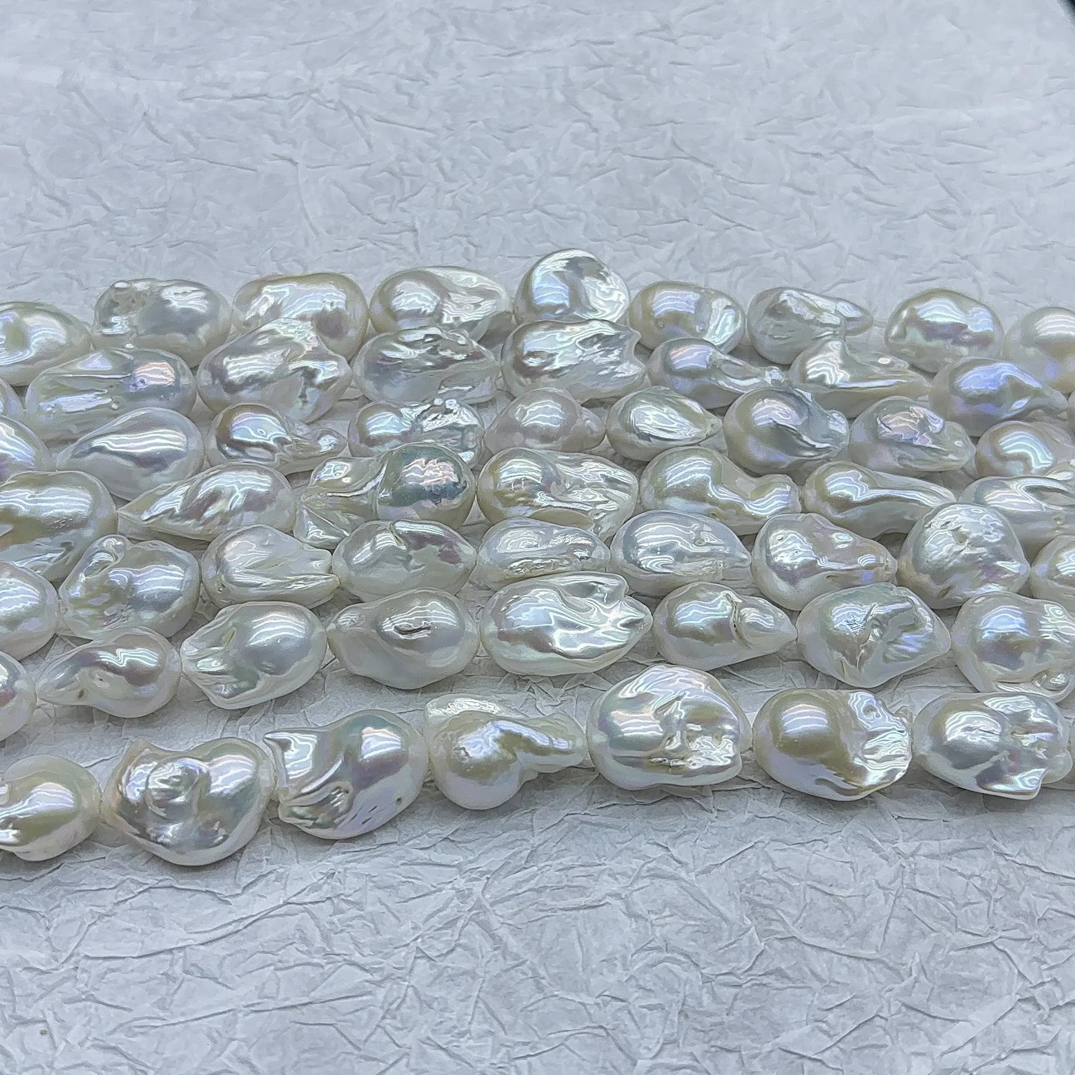 35-45*17-22mm Large Size Irregular Nucleated  white baroque necklace freshwater Wholesale Freshwater Pearls beads string Strands
