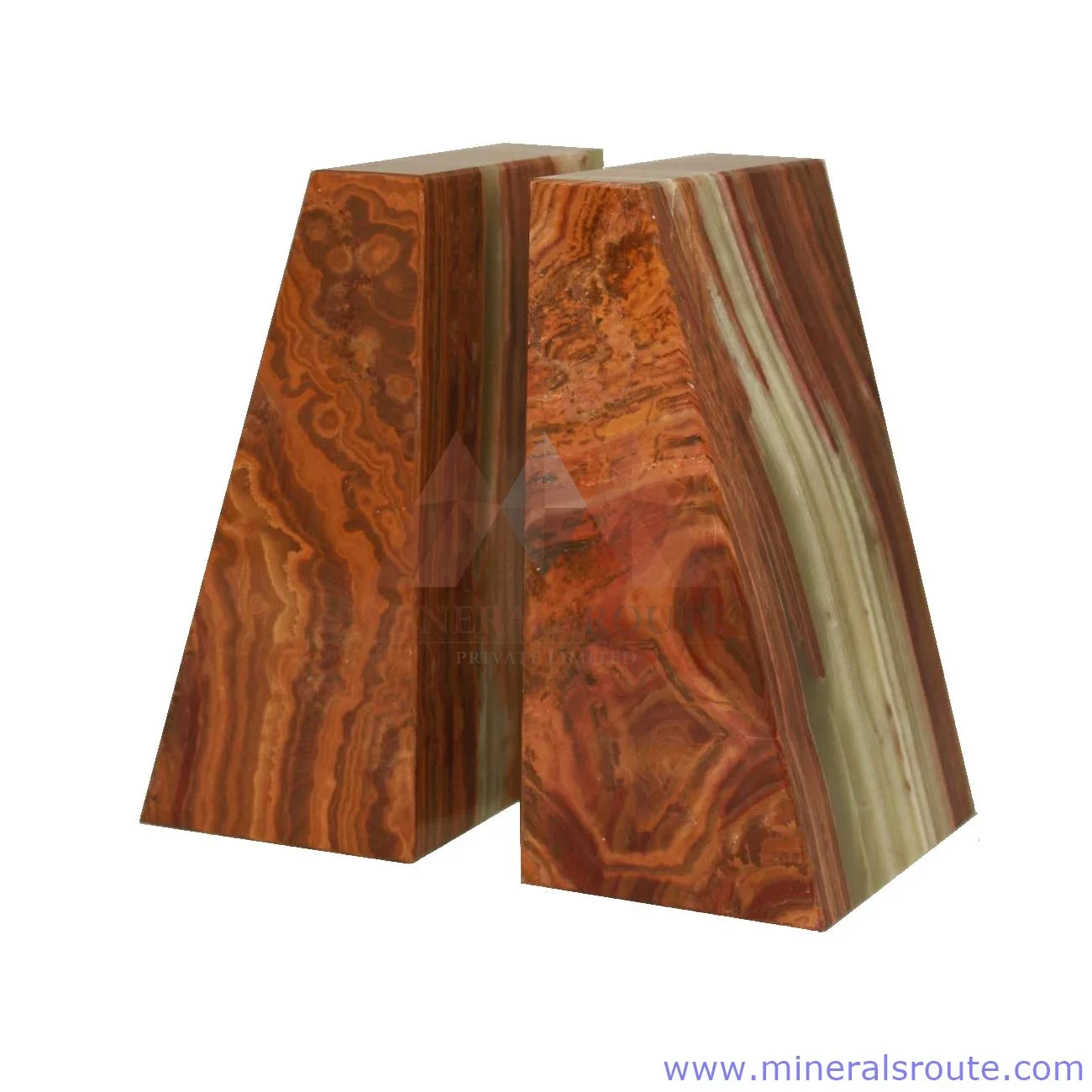 Multicolor Marble Onyx Bookends Unique Natural Crafts Home Decoration Triangular Bookends Different Weight Minimal Order