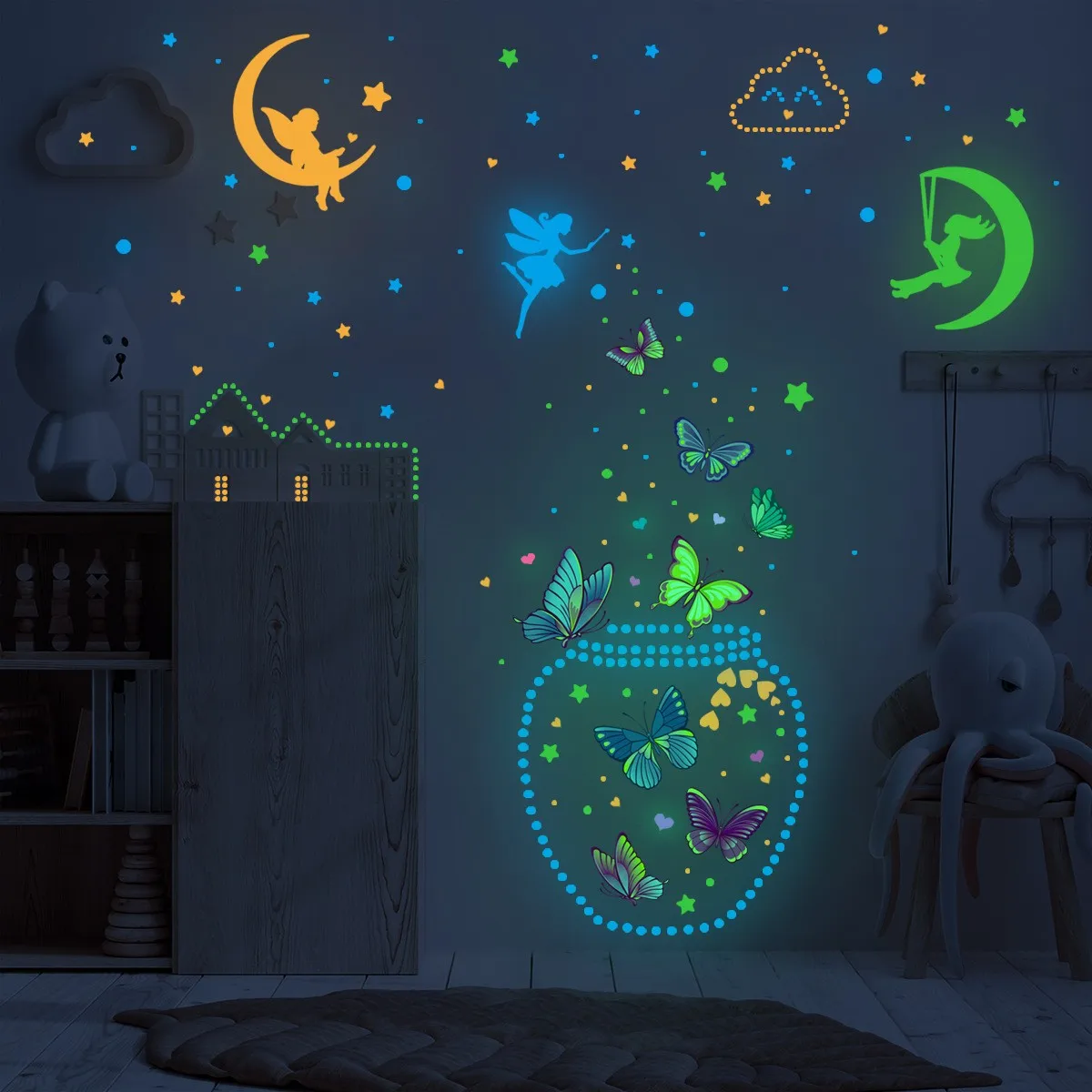 Wall Stickers Dropshipping for amazon shopify Murals Cartoon Unicorn Luminous Wall Stickers Glow Dark Stars Wall Decal