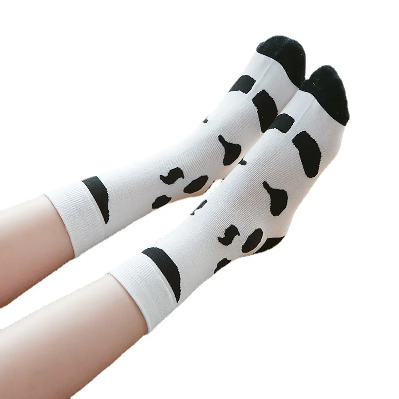New Arrivals Korea White Black Zebra Stripes Female Mid Tube Socks Breathable Cotton Casual Women Socks