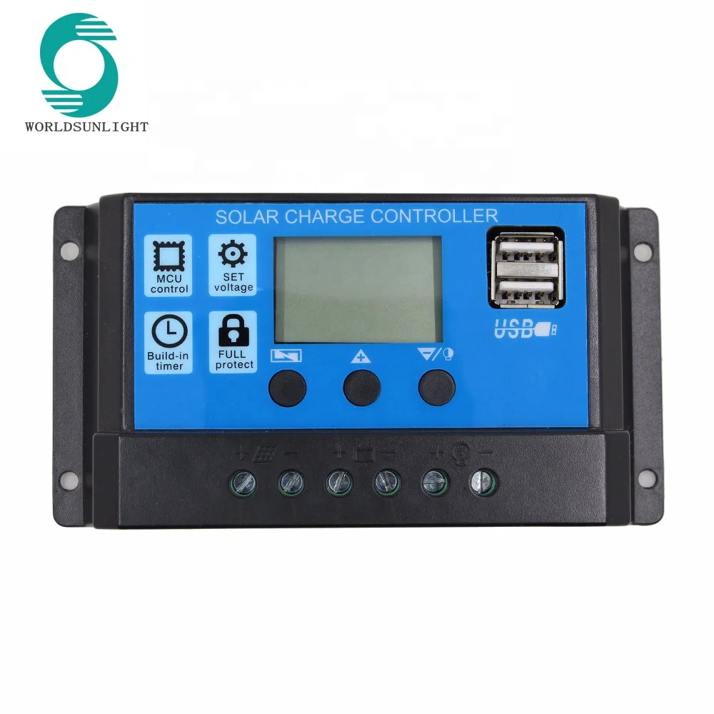 WSSCC-2 10A 20A 30A 40A 50A 60A 12V 24V Dual USB Автомобильное зарядное устройство Блок управления установкой солнечных батарей с ЖК-дисплеем для свинцово-кислотных ШИМ контроллер солнечного зарядного