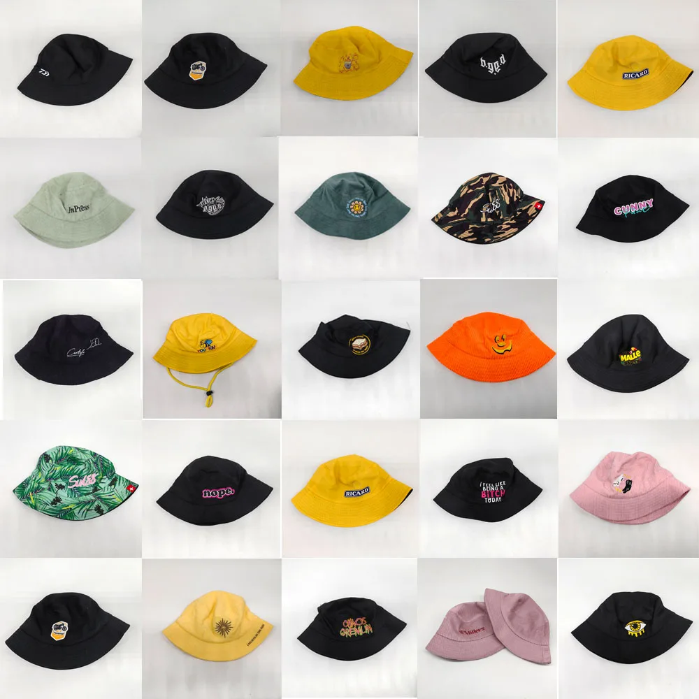 2024 new products Custom Fishing Bucket Hat Wide Brim Sun Fisherman Hat With Strings Sun cotton extra large bucket hat For women