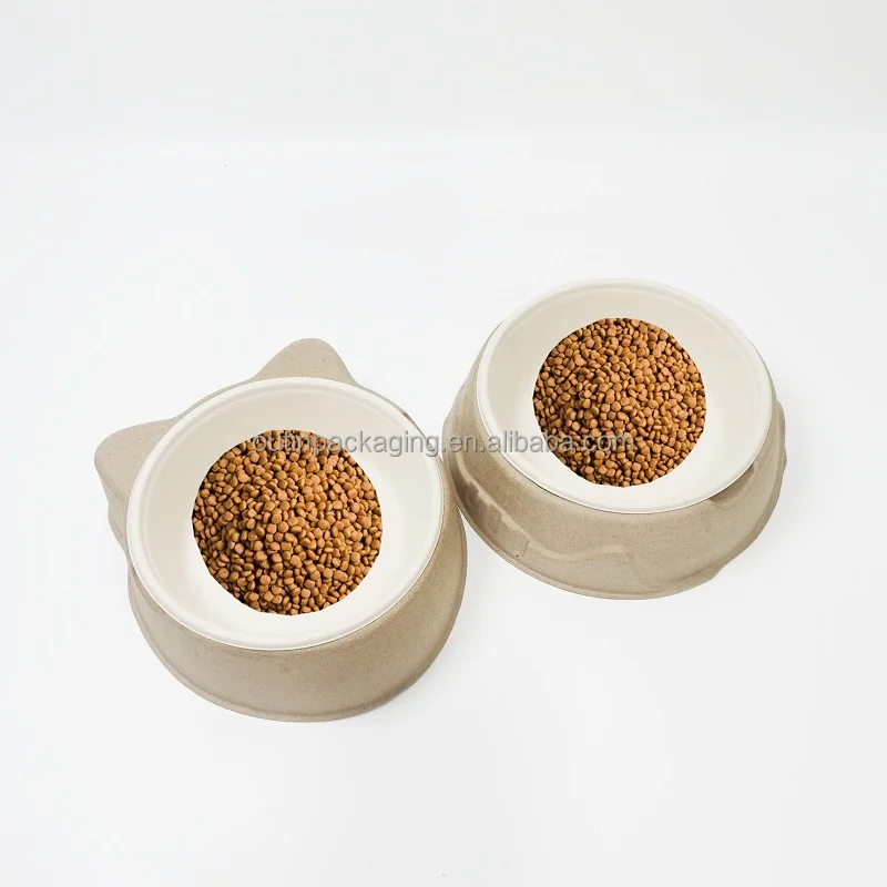 disposable Biodegradable Eco-friendly Pet Food Feeder tray mold Bamboo bagasse Fiber paper pulp Dog Cat Bowl pet lunch box