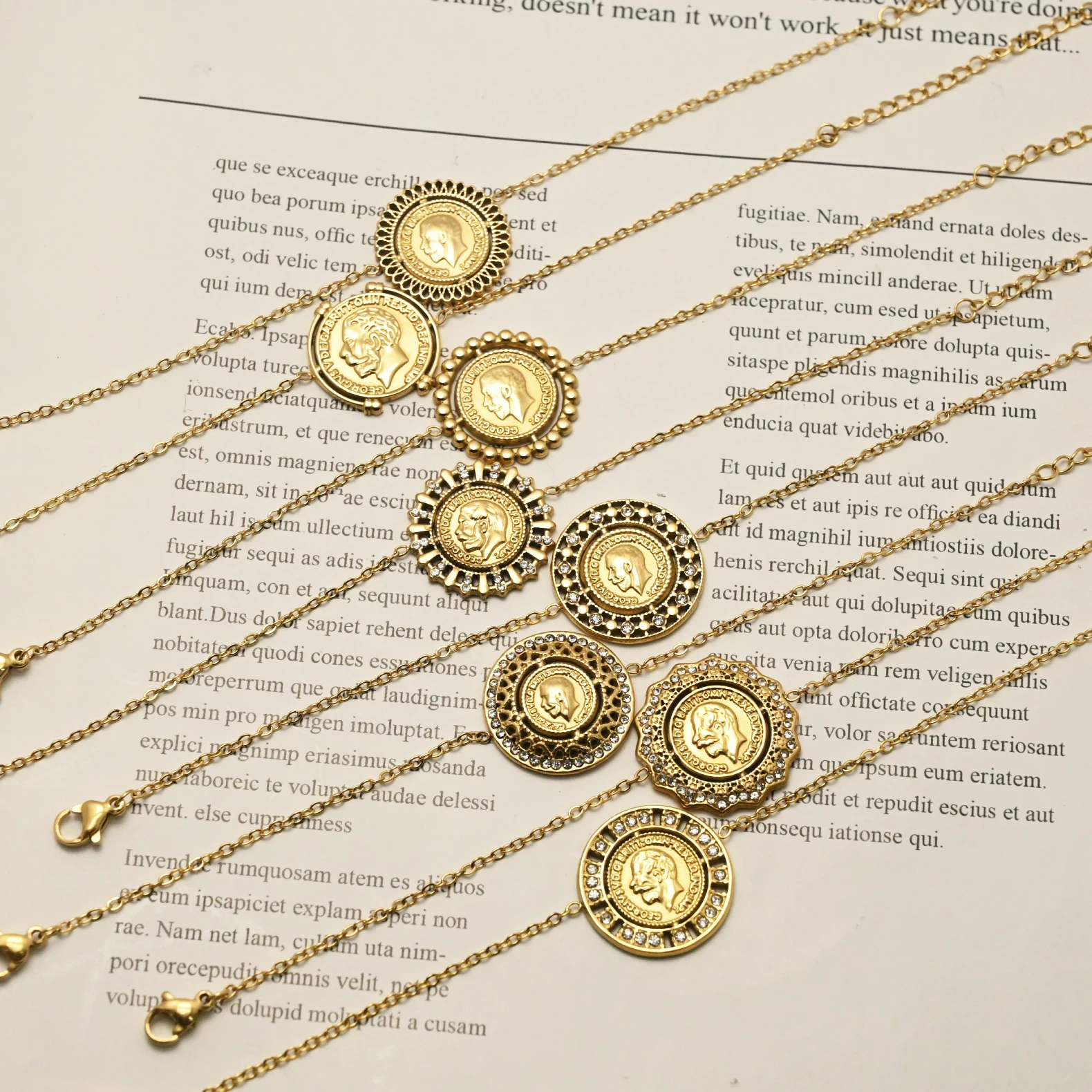 Factory Direct Sales Best Selling Religious Head Silver Coin Hamsa Hand Gold Plated Stainless Steel jewelry necklace bracelet