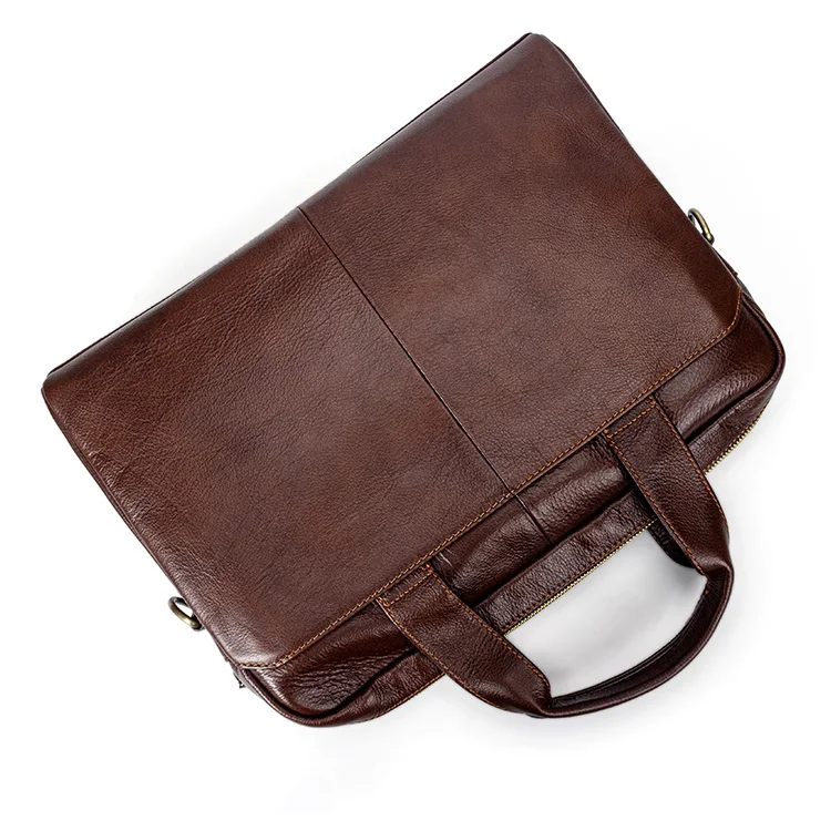 Wholesale Large Capacity Genuine Leather Luxury Designer Slim Laptop Business Briefcase