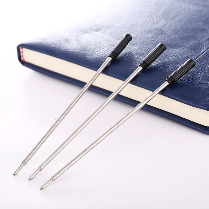 Factory direct supply pen refill black blue ink refill silver metal pen refill