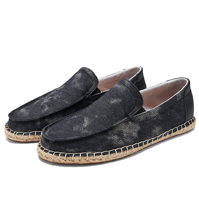 Высококачественные мокасины ручной работы льняные кроссовки джутовая подошва Эспадрильи мужские эспадрильи