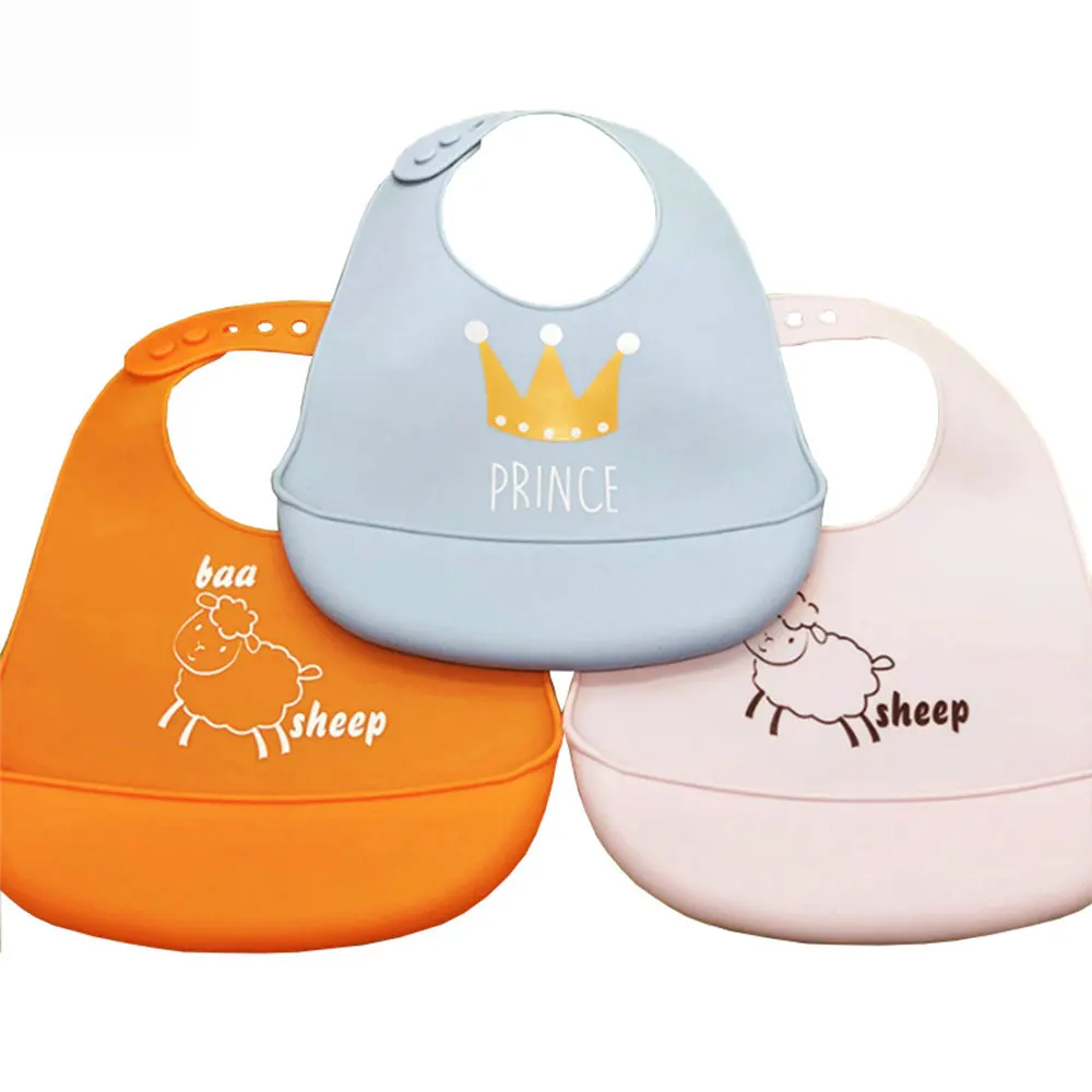 Hot Sale Custom Baby Food Silicone Divided Plate and Bibs Silicon Baby Bib Food Catcher Silicone Feeding Bibs