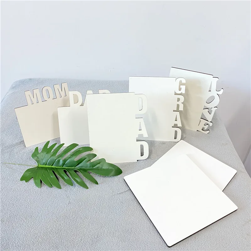 Glosy White DIY Blanks MDF Hardboard Wooden Photo Frame Sublimation Panels with Stand for Dye Heat
