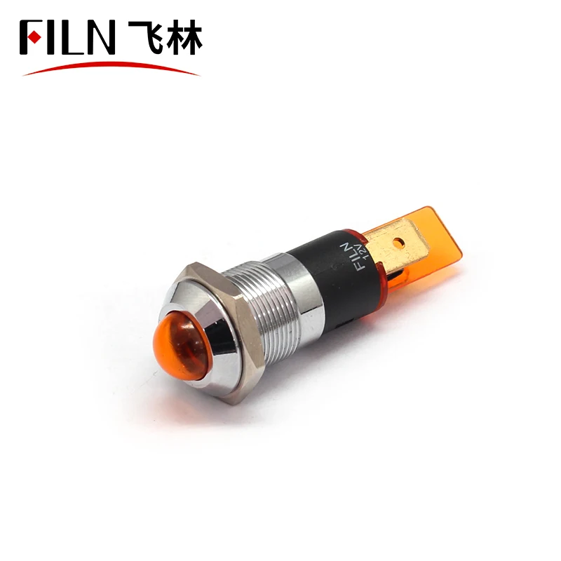  FILN 14mm convex head waterproof signal lights for motorcycle indicator with pins non-polarity led red yellpw green