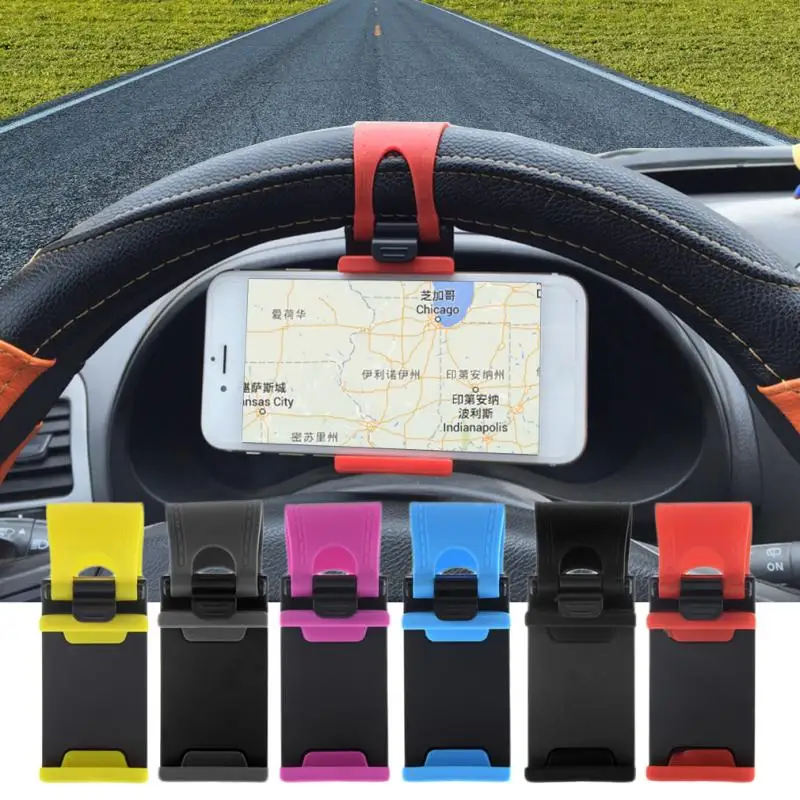 Dropshipping Car Phone Holder In Stock Mini Steering Wheel Clip Mount Universal Handlebar Bracket In Car Mobile Accessories